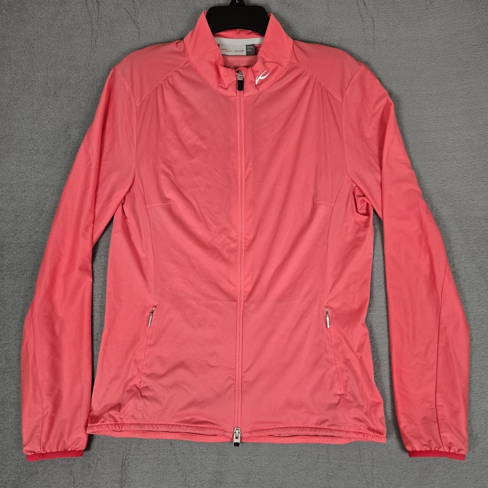 Kjus Delvin Jacket Womens Large 40 Pink Performance Golf Full Zip Windbreaker